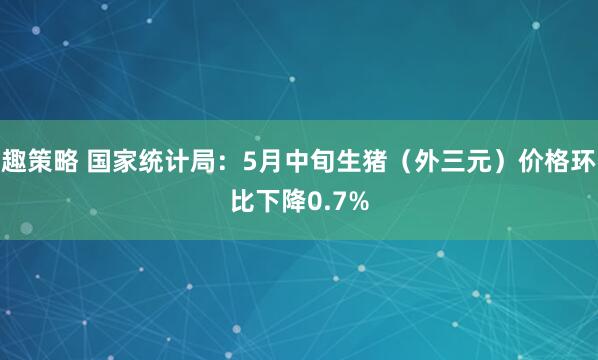 趣策略 国家统计局：5月中旬生猪（外三元）价格环比下降0.7%